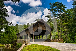 The covered bridge above High Falls, in Dupont State Forest, Nor