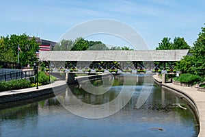 Covered Bridge along the Naperville Riverwalk in Downtown Naperville