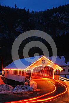 Covered bridge at the holidays