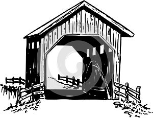 Covered Bridge Illustration