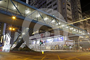 Covered bridge at night in hong kong