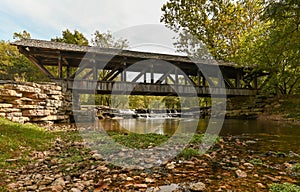 Covered Bridge in the Ozarks of Missouri, USA during Autumn.