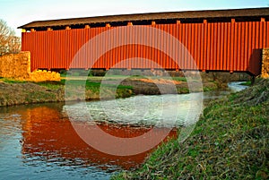 Covered Bridge at Sunset