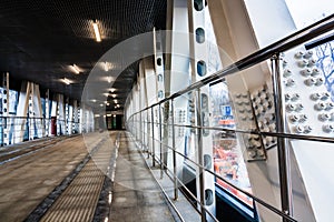 covered city crosswalk. Corridor interior of pedestrian runaway tunnel