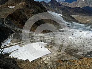 Covered glaciers in the Stubai Alps