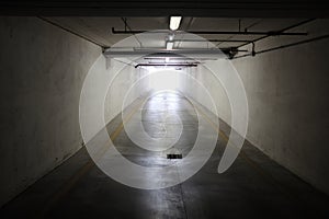 Covered parking exit tunnel