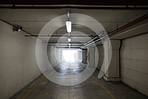 Covered parking exit tunnel