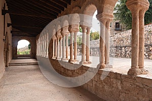 Covered and Romanesque columns in the church of San Salvador of Carabias