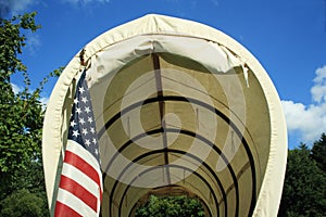 Covered Wagon With Flag