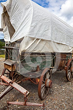 Covered wagon in McLeese Lake British Columbia Canada