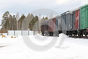 Covered wagons in the train