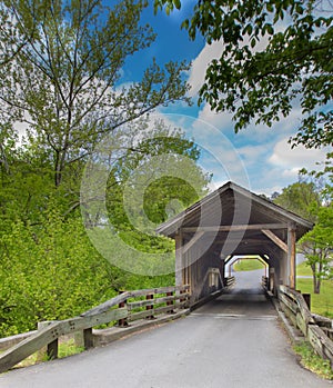 Covered wooden bridge