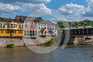 Covered wooden bridge in the town of Lovech in Bulgaria over the