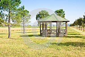 Covered wooden gazebos in a italian countyside Tuscany - Italy