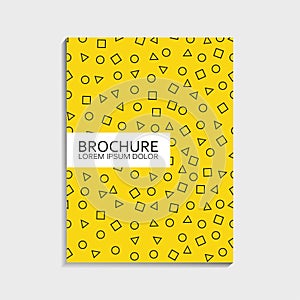 Covers design for brochure with memphis pattern - abstract dinamic shapes - circle, square, triangle. Modern trendy vector.