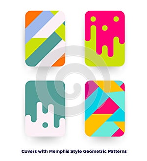 Covers with flat geometric background.