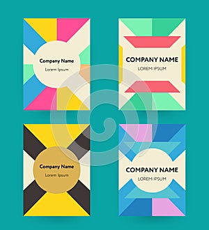 Covers with flat geometric background.