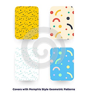 Covers with flat geometric pattern. photo