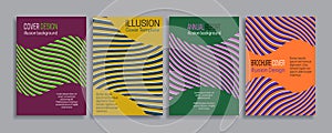 Covers illusion templates. Booklet, brochure, annual report, poster minimal striped design