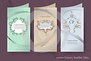 Covers luxury leaflet on premium backgrounds flowers and leaves., wedding invitation with flowers and leaves on silver