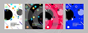 Covers modern abstract design templates set. Minimal geometric shapes compositions for flyer, banner, brochure and poster. Eps10 v