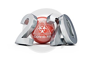 Covid-19 2020  on a white background 3D illustration, 3D rendering