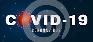 Covid 19 3d virus microbe. Science banner. Symbol stop. Pathogen organism. Medical poster. Vector illustration