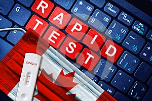 COVID-19 Antigen Rapid Test Kit on Canada Flag