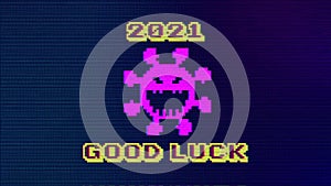 Covid-19 Arcade Game Space Invaders New Years Greeting 2021