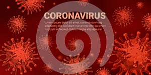 Covid-19 background. Coronavirus infection germs. Pandemia 2020 monochrome red vector concept for banners and posters