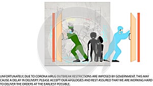 Covid-19 Background illustration. Police and Doctor Fight against Coronavirus, saving peope from coronavirus