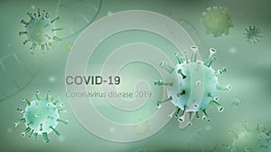 COVID-19 background with virus particles