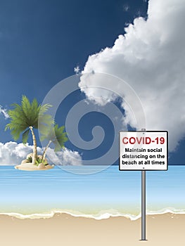 COVID 19 beach distancing sign