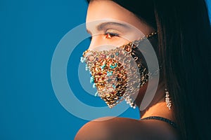 Covid-19 beauty handmade accessory woman gold mask