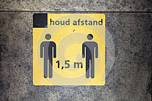 COVID-19 conduct sign in Dutch public space