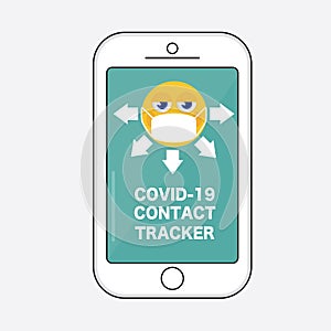 Covid-19 Contact Tracker Mobile Phone Application Concept Vector