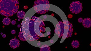 Covid 19 , Coronavirus 2019-n, Microscopic view of floating influenza virus cells. 3d rendering