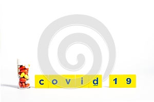 Covid-19 Coronavirus Concept - still object on white background, shallow depth of field
