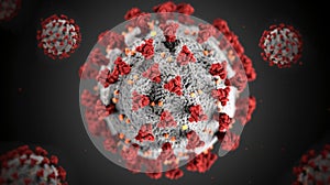 COVID-19. Coronavirus COVID-19 under the microscope. 3Illustration. COVID-19. Coronavirus outbreak virus floating.