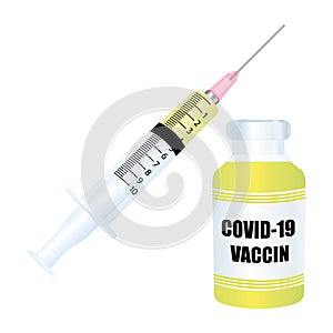 Covid-19 Coronavirus cure vaccine. French vector illustration.