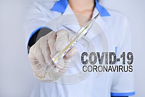 Covid-19 coronavirus desease outbreak poster with lettering.