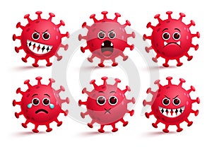 Covid-19 coronavirus emoji vector set. Covid-19 corona virus smileys emoji and emoticon.