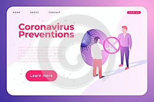 Covid-19 coronavirus infection banner concept, poster template. Healthy website page templat