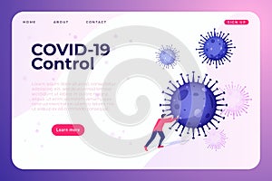 Covid-19 coronavirus infection banner concept, poster template. Healthy website page templat