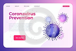 Covid-19 coronavirus infection banner concept, poster template. Healthy website page templat