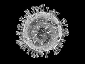 Covid-19 Coronavirus Microscope Virus Close Up on a Dark Background, 3d render