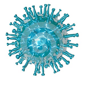 COVID-19 Coronavirus microscopic, cian virus with white background