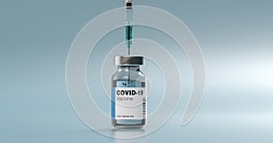 COVID-19 Coronavirus mRNA Vaccine and Syringe with blank label for individual text. Concept Image for SARS cov 2 infection