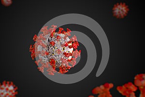 Covid-19 coronavirus a new strain that has a medical infection, 3d render virus design