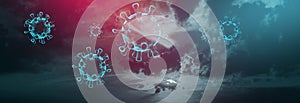 Covid-19, coronavirus outbreak, virus floating in a cellular environment, coronaviruses influenza background, viral disease epidem